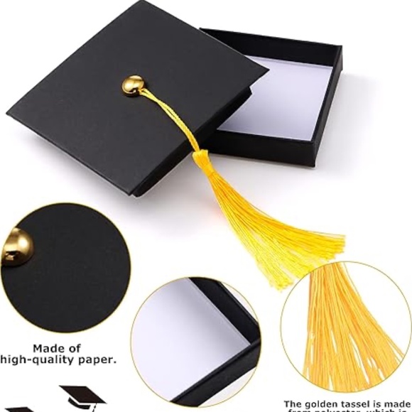 Graduation Gift Box - Black & Gold Cap Jewelry Gift Box with Tassel - Picture 1 of 12